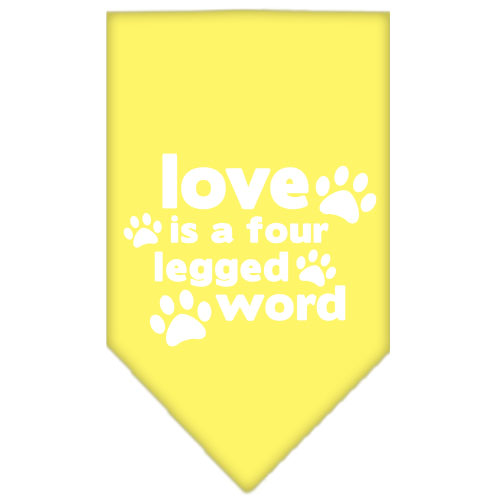 Love is a Four Leg Word Screen Print Bandana Yellow Large